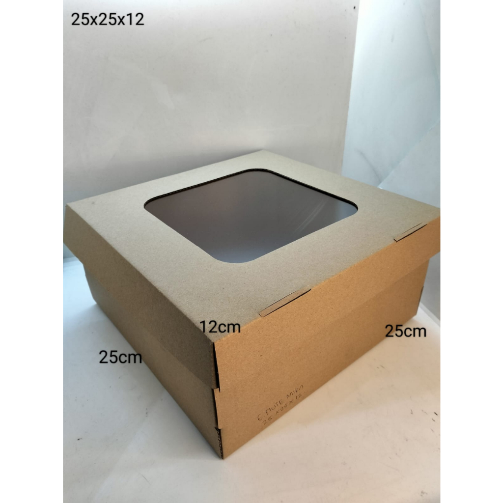 

5pcs CAKE BOX KARDUS EFLUTE MIKA 25X25X12cm