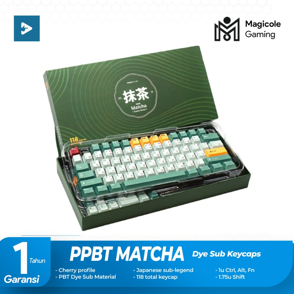 PPBT MATCHA PBT Dye Sub Keycaps by Press Play