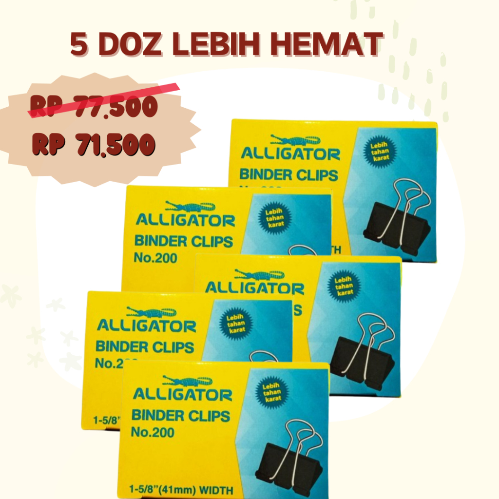 

BINDER CLIP ALLIGATOR NO 200 / PENJEPIT KERTAS 5 DOZ LEBIH MURAH
