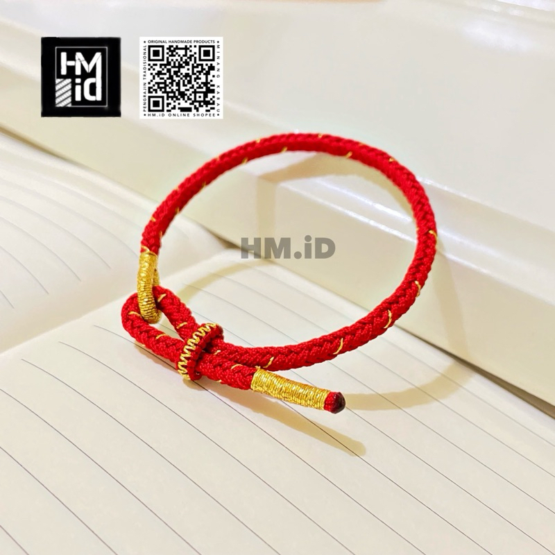 HM.iD Gelang Merah Tibet China Lilitan Benang Perhiasan Emas