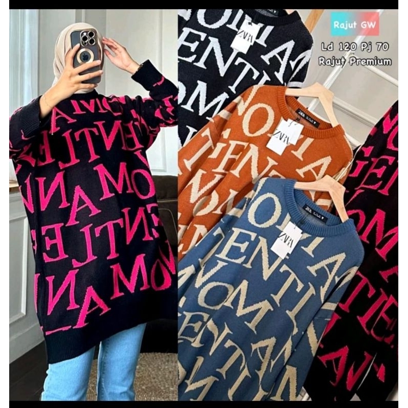atasan/blouse rajut wanita jumbo bigsize/blus rajut oversize jumbo