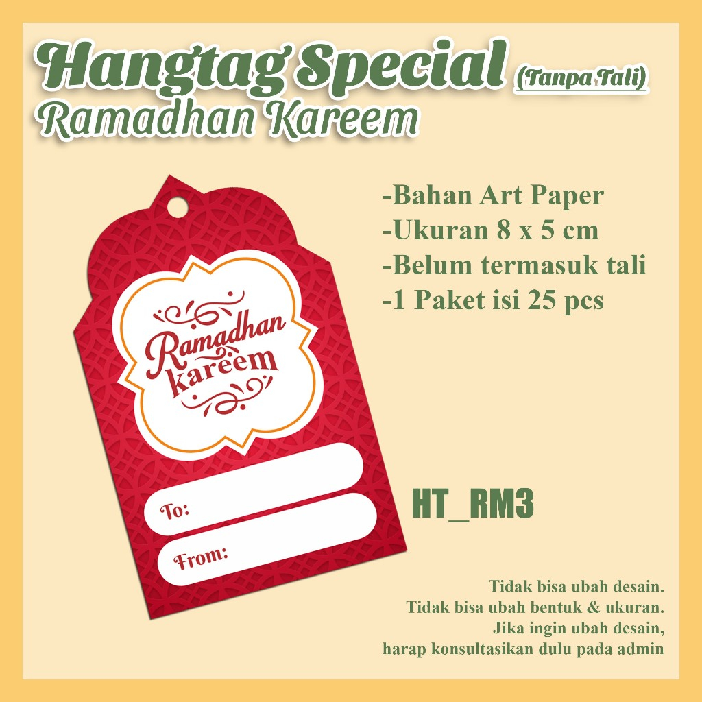 

[1 paket isi 25 pcs] - HANG TAG HANGTAG SPECIAL RAMADHAN KAREEM - kode HT_RM