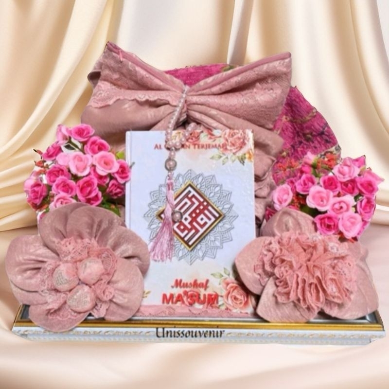 Seserahan Mukena santorini/Seserahan seperangkat alat sholat/mahar nikah/seserahan nikah
