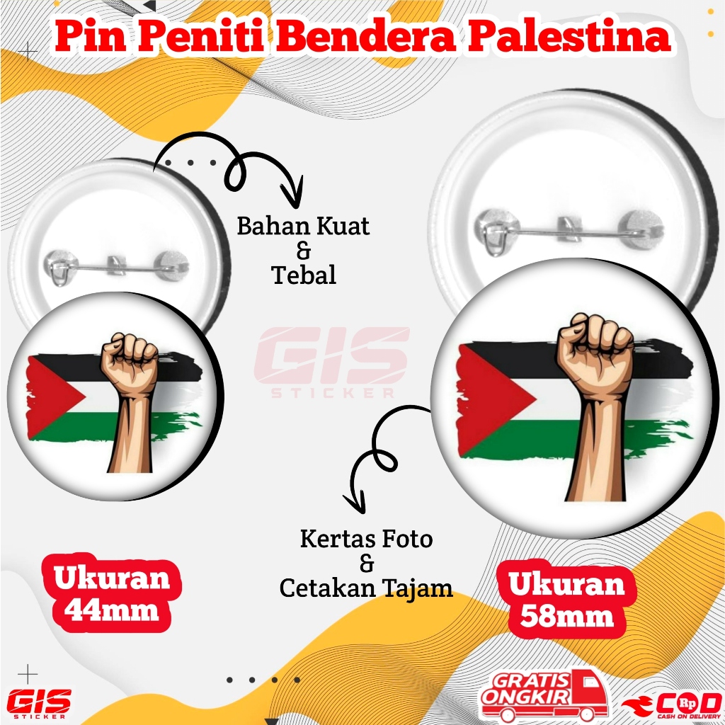 Pin Peniti Bendera Palestina Pin Bros Bendera Palestine