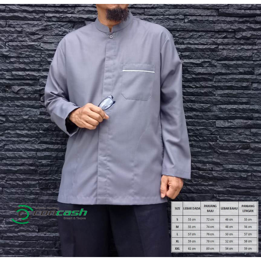 kemeja koko / kemeja koko lengan panjang / abu tua