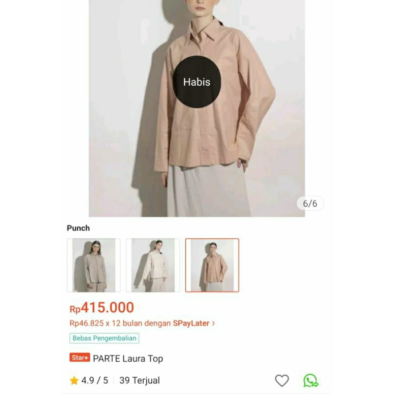Laura Top Parte warna Punch (preloved)