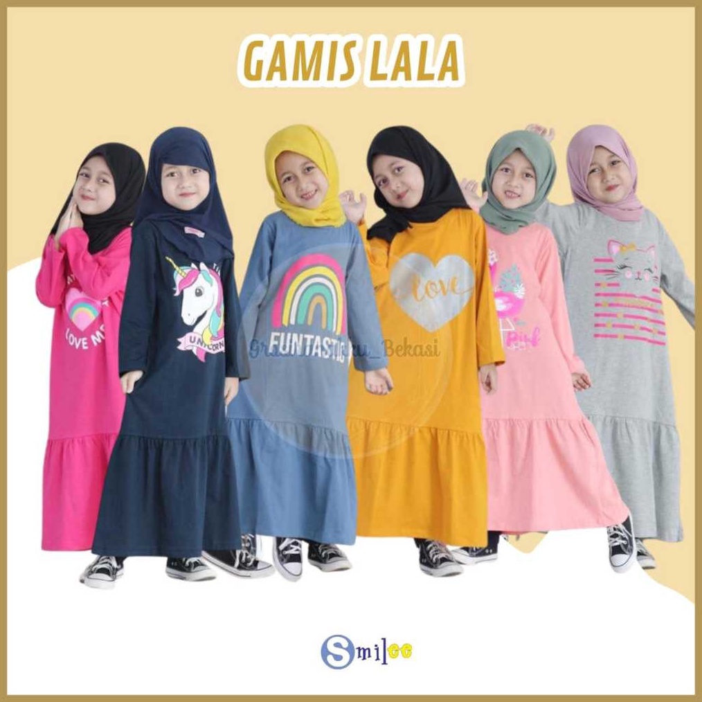 SHOPEE MALL Gamis Kaos Anak Lala Mix Warna Size 28Tahun Free Masker