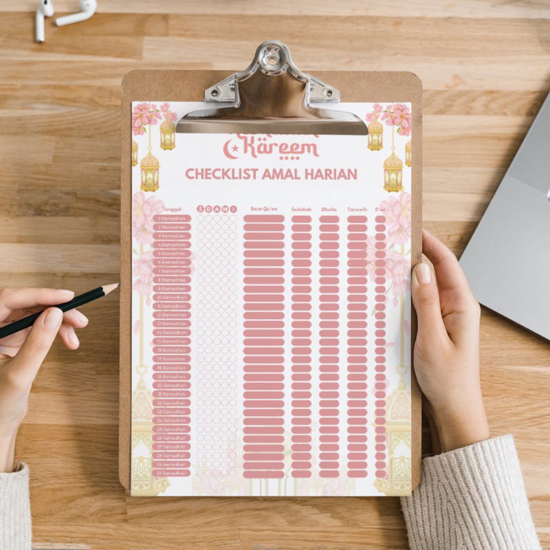 

PLANNER BULAN RAMADAN AMALAN JADWAL IBADAH MUSLIMAH SEHARI HARI CETAK KERTAS BC 150gcm A4