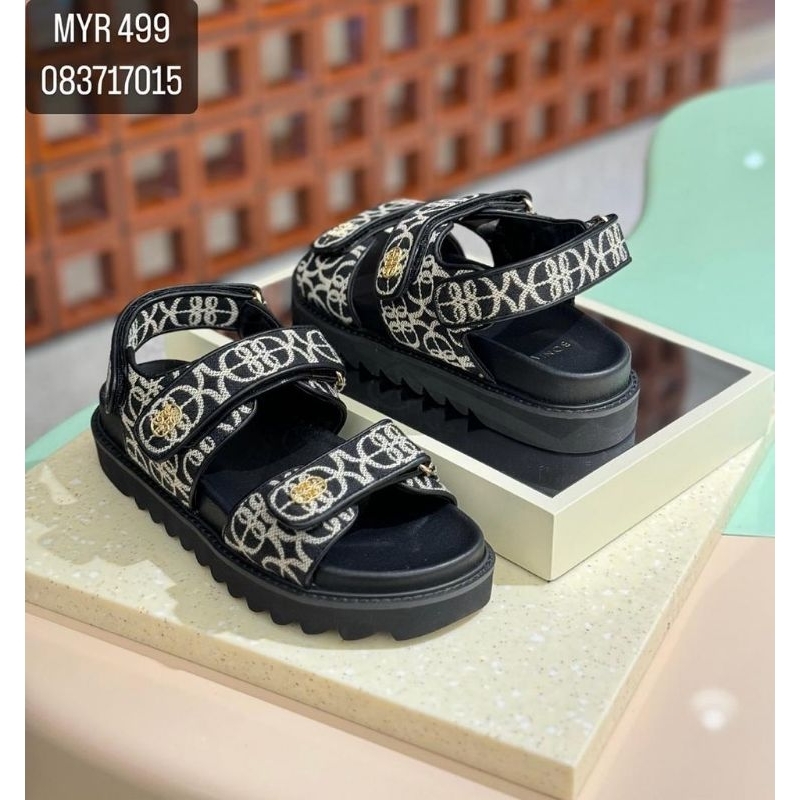 sandal gunung bonia original flat shoes monogram la luna