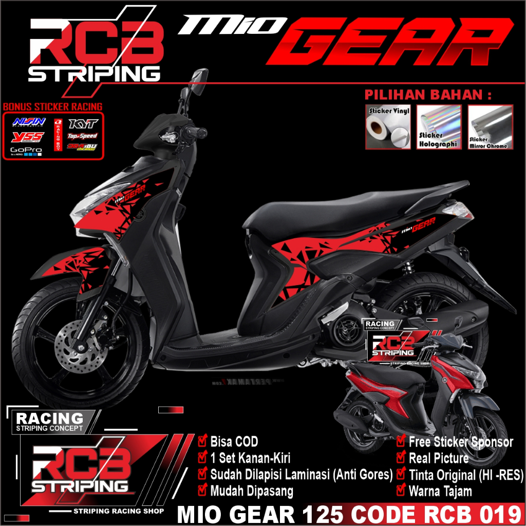 Stiker Variasi Mio Gear 125 - Sticker Striping Motor Mio Gear 125 mio gear rcb 019