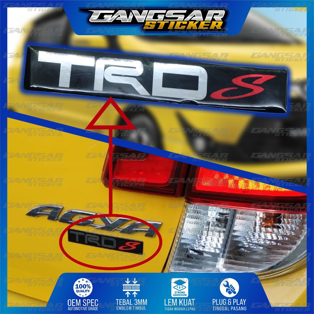 emblem bagasi  TRD S / emblem bagasi toyota / emblem bagasi toyota agya