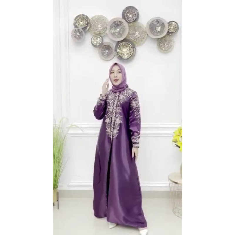 ALIFFA DRES / bahan satin kristal / gamis pesta / gamis lebaran