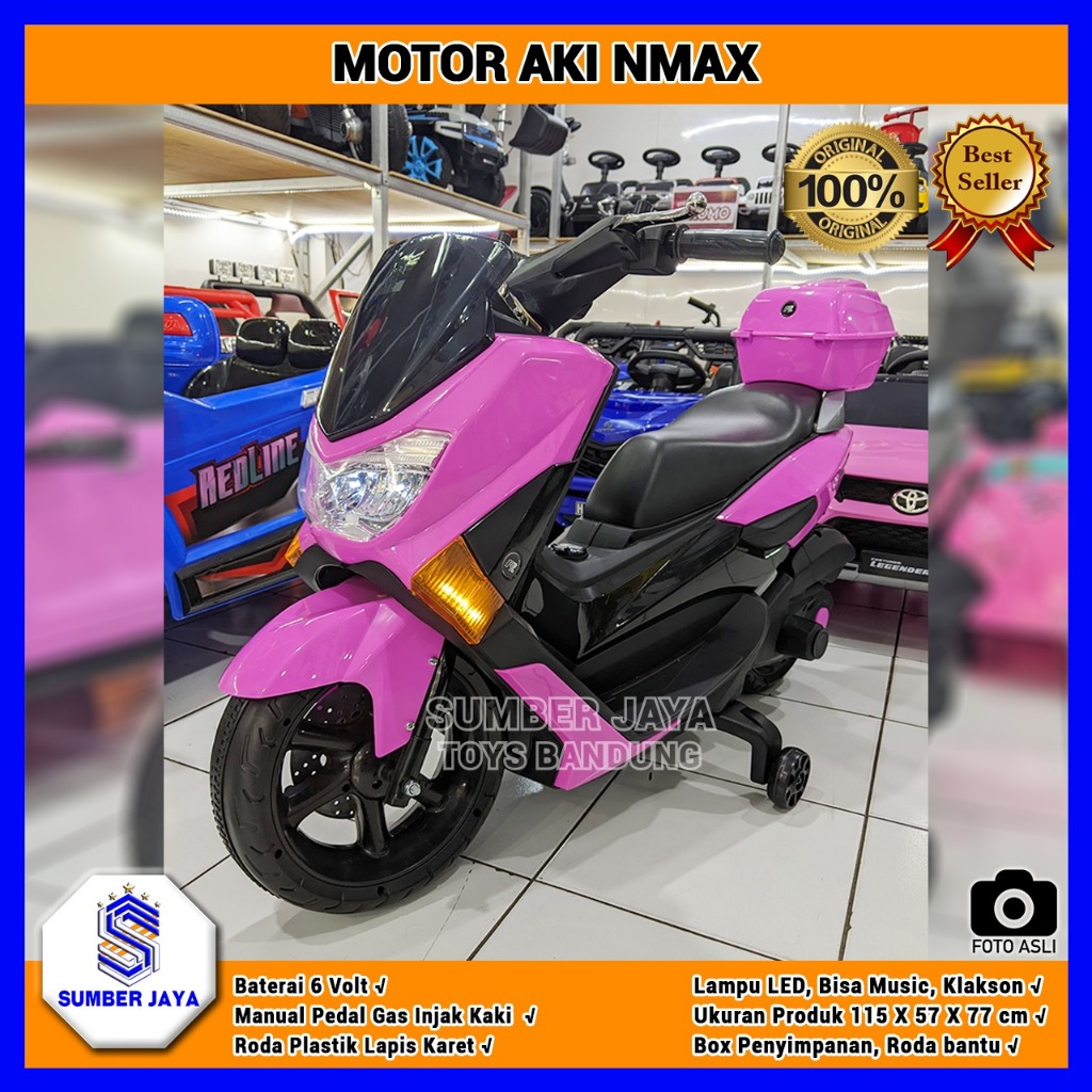 Mainan Motor Aki Anak Nmax PMB M588 ORIGINAL SNI m 588 NMAX Anak Baru Nmax aki Pedal Gas Elektrik Su