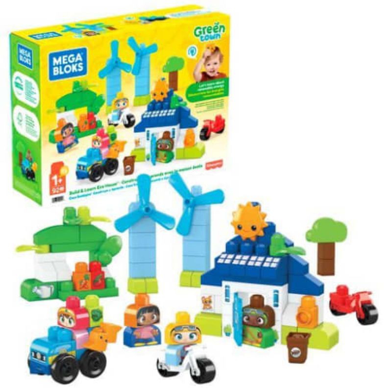Mega Bloks Set Green Town Build Learn Eco House Hcg36