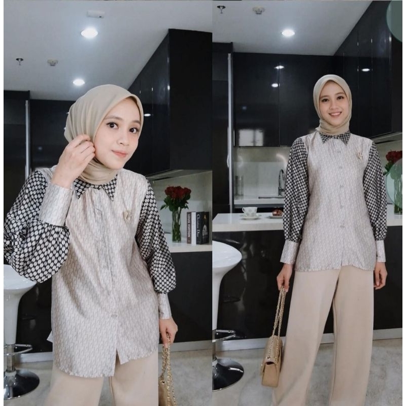 signature monogram shirt vanilla hijab