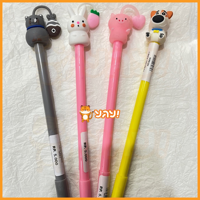 

YAY! PENA GEL KARET KARAKTER HEWAN CAT RABBIT PIGGY DOGGY