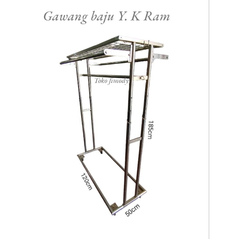 Gawang Baju YK RAM / Gawang Baju Dua Sisi Stainless/ Rak Gantungn Baju / Jemuran Baju Gawang Besi Ra
