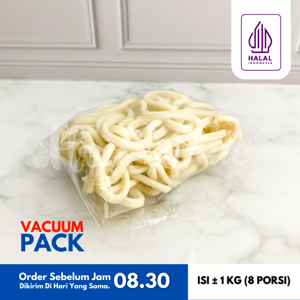 

Pengiriman Regular Vacuum Pack Mie Udon Mentah Grade Mall Restoran 8 Porsi