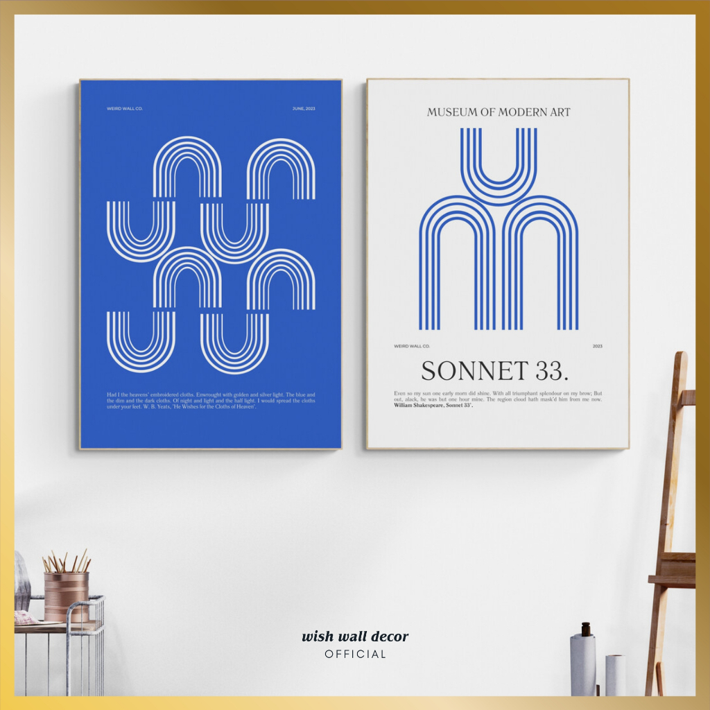 Hiasan Dinding Dekorasi 20x29 cm Aesthetic Blue - Poster Dinding Kamar Tidur Nuansa Biru - Pajangan 