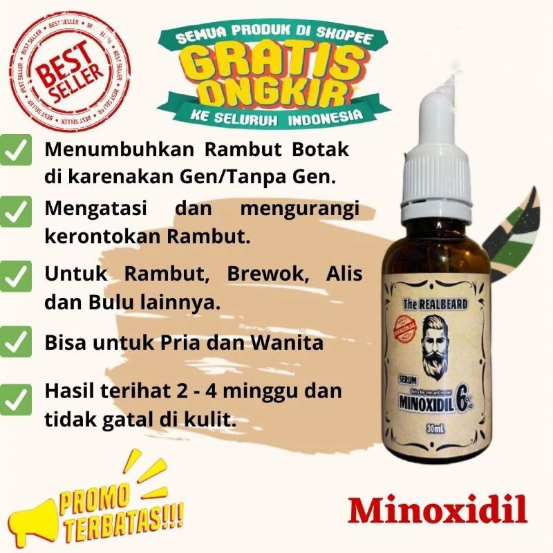 Minoxidil PENUMBUH RAMBUT, BREWOK TANPA GEN ORIGINAL 100%