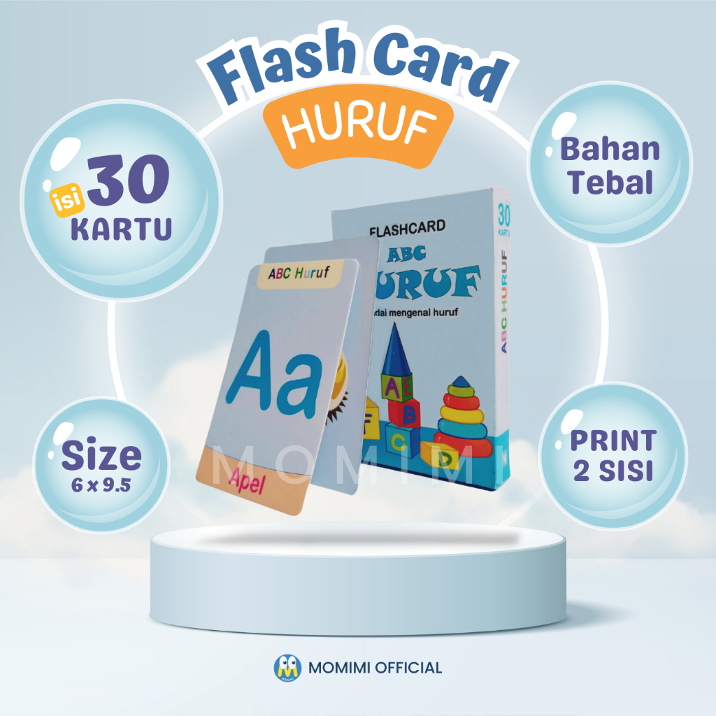 Flash Card Huruf Alfabet Bahan Tebal Laminasi Glossy Kartu Belajar Abjad ABCD Edukasi Anak Usia Dini