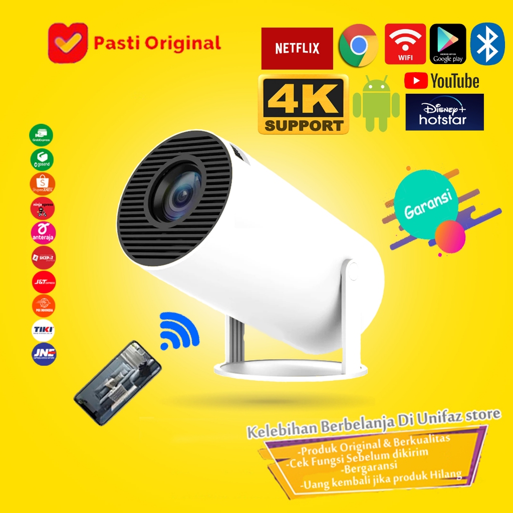 Proyektor Android 4K Wifi Bluetooth / Proyektor Mini / Projector Android / Projector