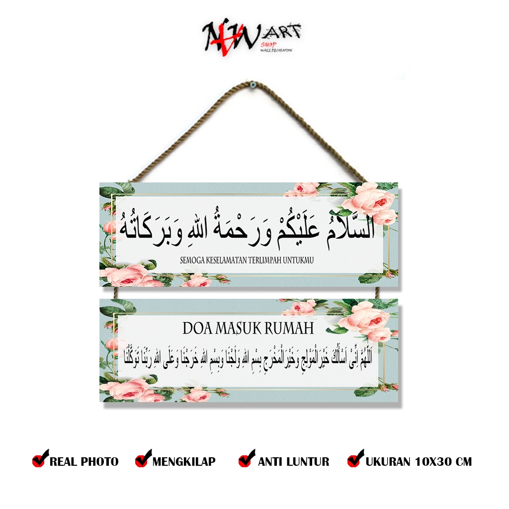 NN 07 - Hiasan dinding Assalamualaikum gantungan pintu papan dekorasi rumah kamar poster kayu