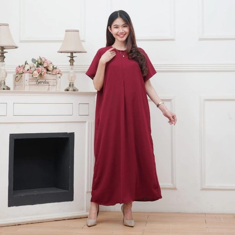 Daster polos lengan Pendek Cringkel Airflow Panjang Semata Kaki