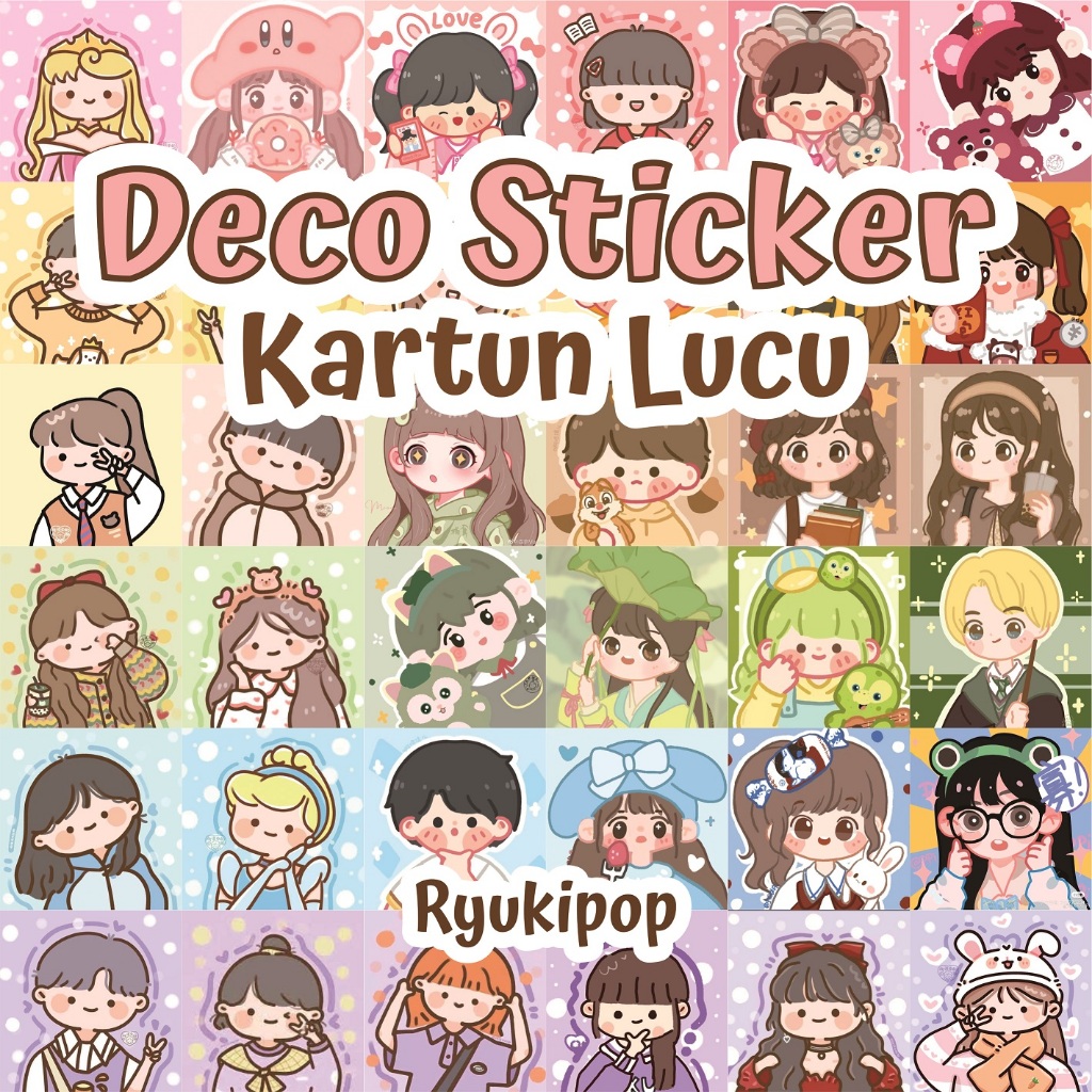 

[100 PCS] 3.5x3.5 cm DECO STICKER KARTUN LUCU