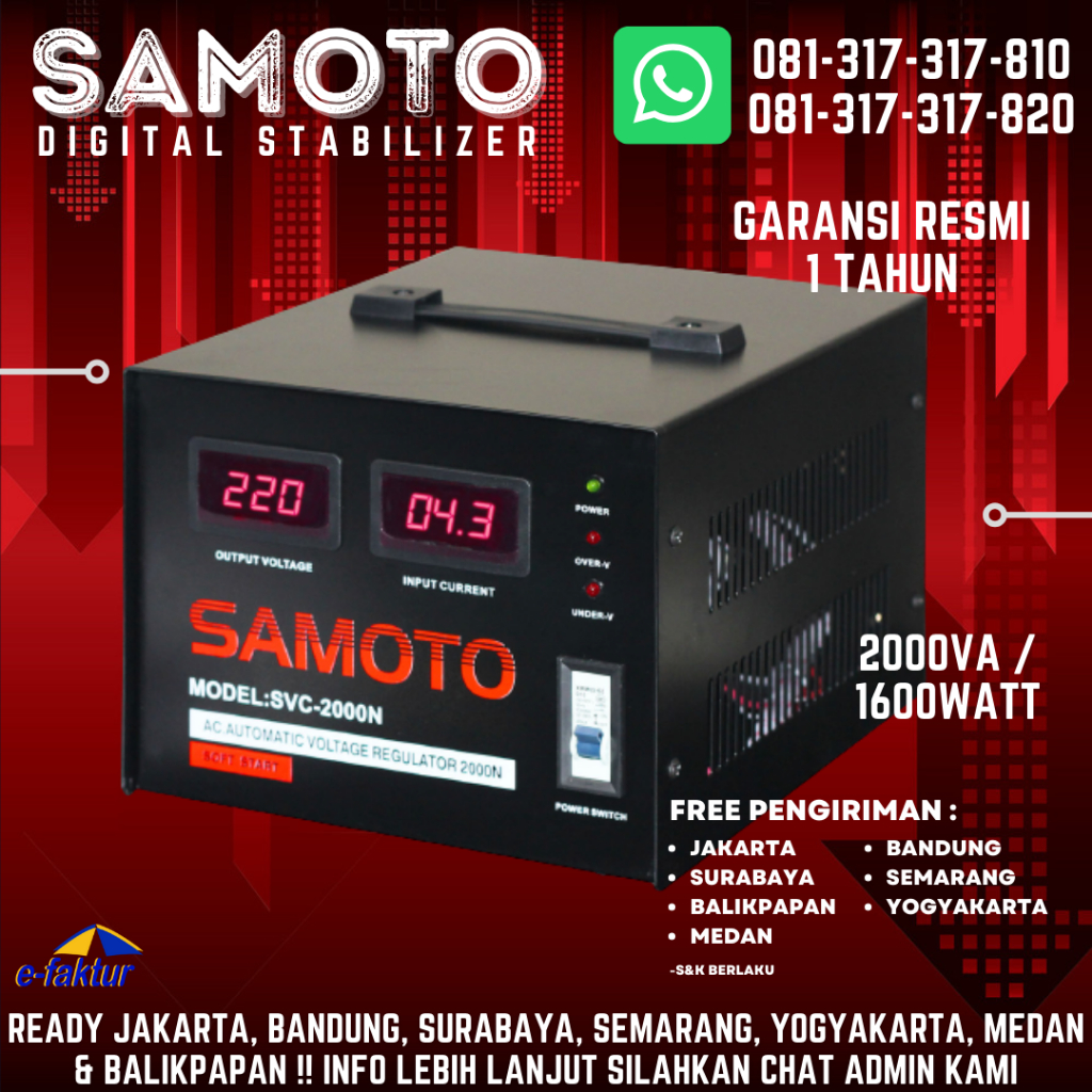 STABILIZER SAMOTO 2000VA SERVO MOTOR