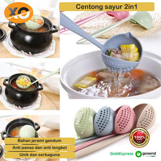 Centong Sayur 2In1 Sendok Sup Saring Kuah Centong Saringan Kuah Soup