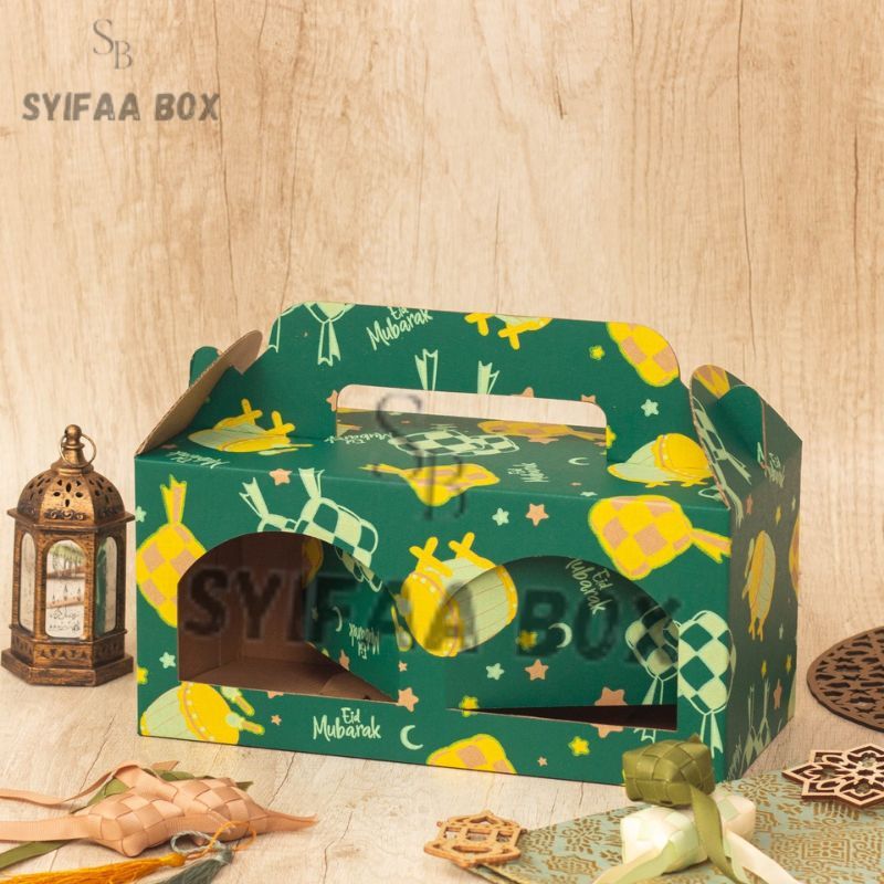 

( 10 pcs ) Box Jinjing 4 Toples 500gr Kardus Tenteng Kemasan Hampers Lebaran Ukuran 14 x 14 x 20 cm