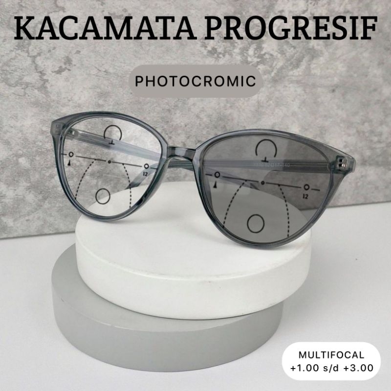Kacamata PROGRESIF PHOTOCROMIC  model CAT EYE - kacamata untun baca dan jalan Progressive