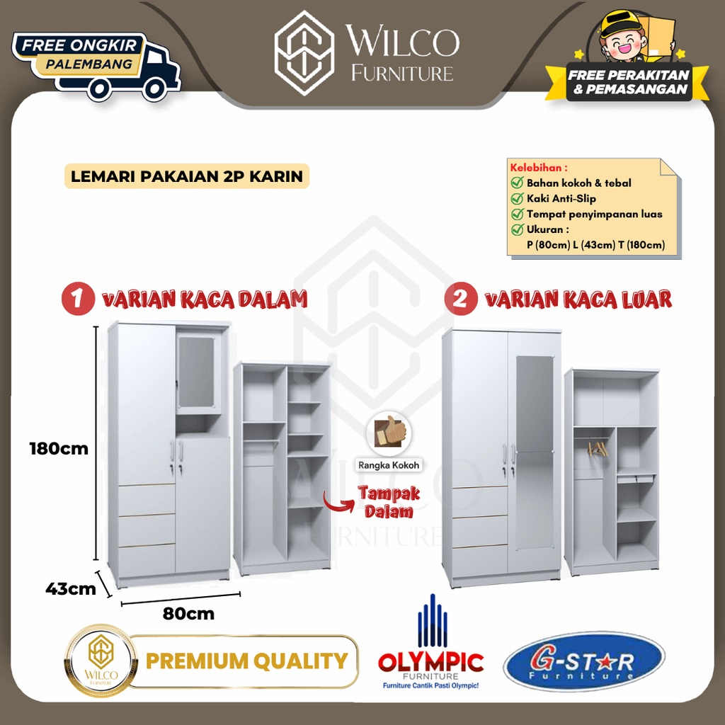 Lemari Pakaian GSTAR Karin |  Lemari Pakaian 2 Pintu Minimalis