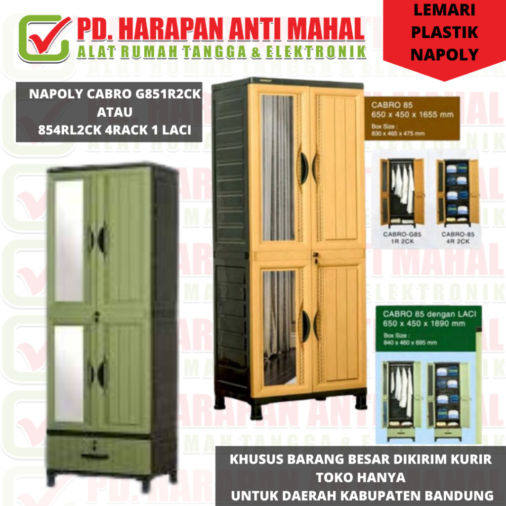 NAPOLY CABRO G851R2CK (LEMARI PLASTIK) / NAPOLY CABRO 854RL2CK 4RACK 1 LACI (LEMARI PLASTIK) / lemar