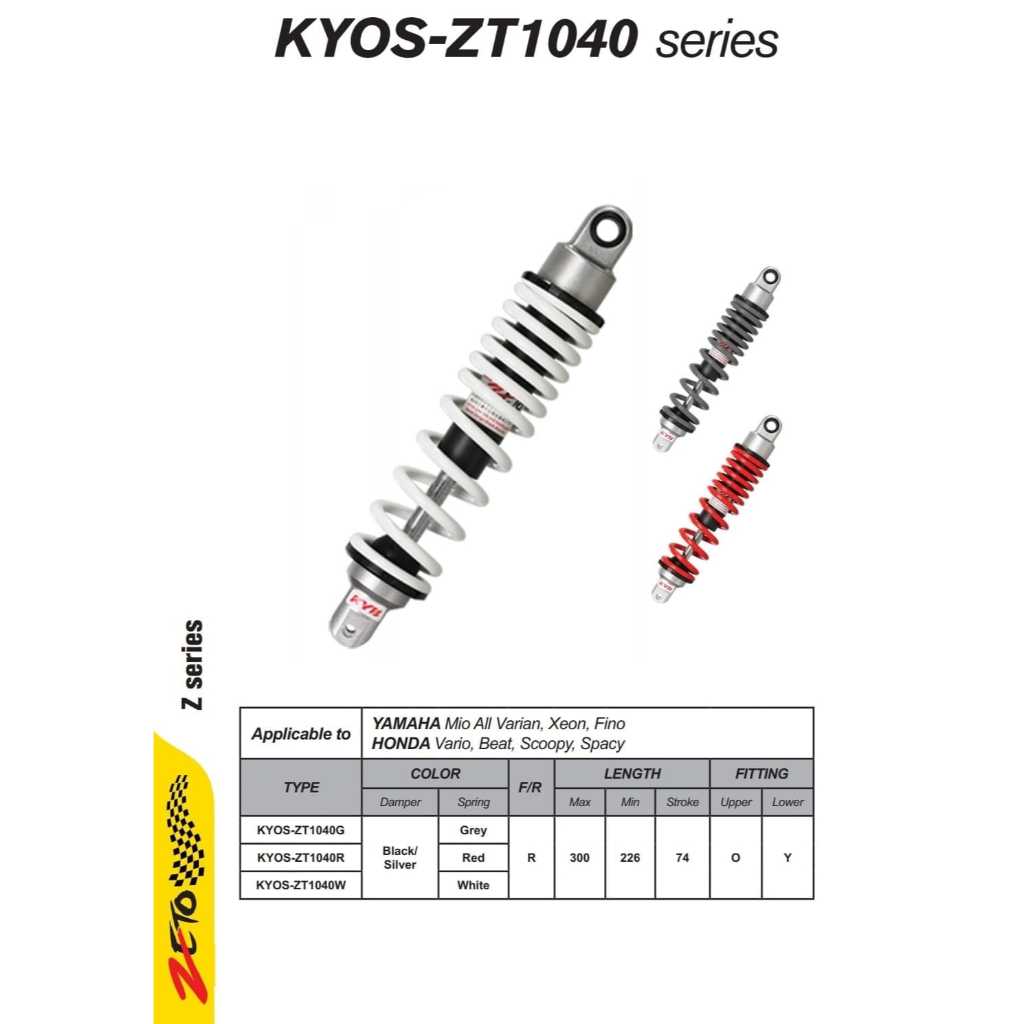 KAYABA ZETO Shock belakang matic 300MM untuk Honda Vario, BeAt