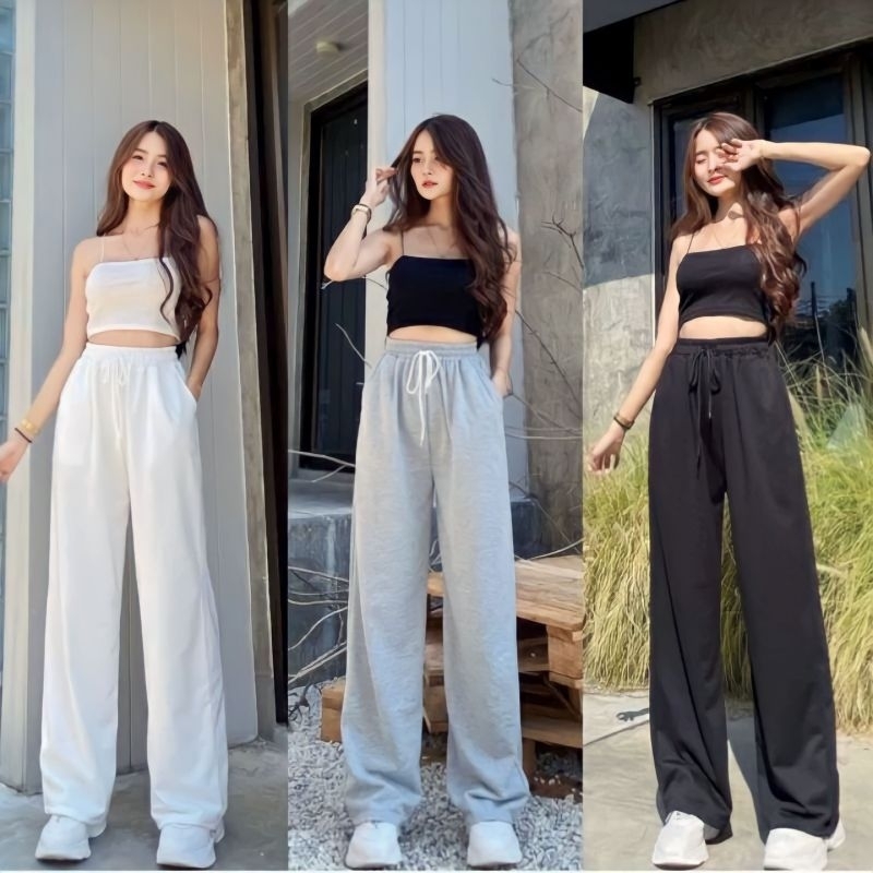 NSPN Celana wanita olahraga baggy pants Celana panjang santai Celana training polos wanita sweatpant