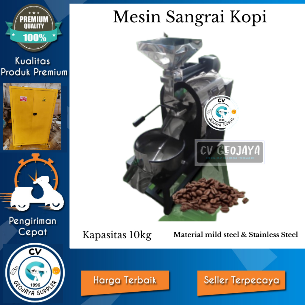 Mesin Roasting Kopi kap 10kg/Jam Plus Pendingin & Alat Sangrai Terbaik