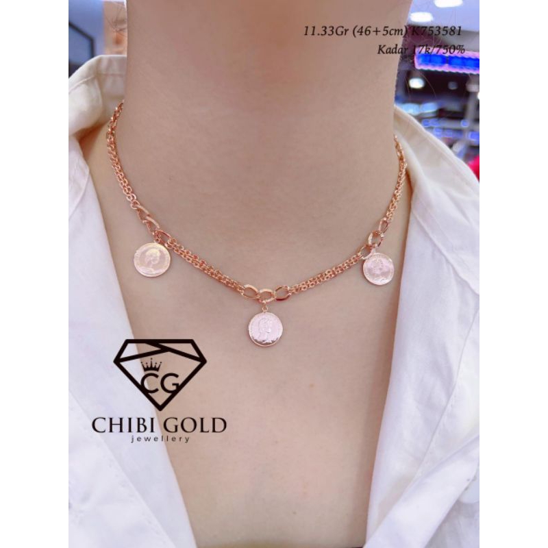 CHIBI GOLD - Kalung bandul koin emas 750 kadar 17k K753581 - chibigold