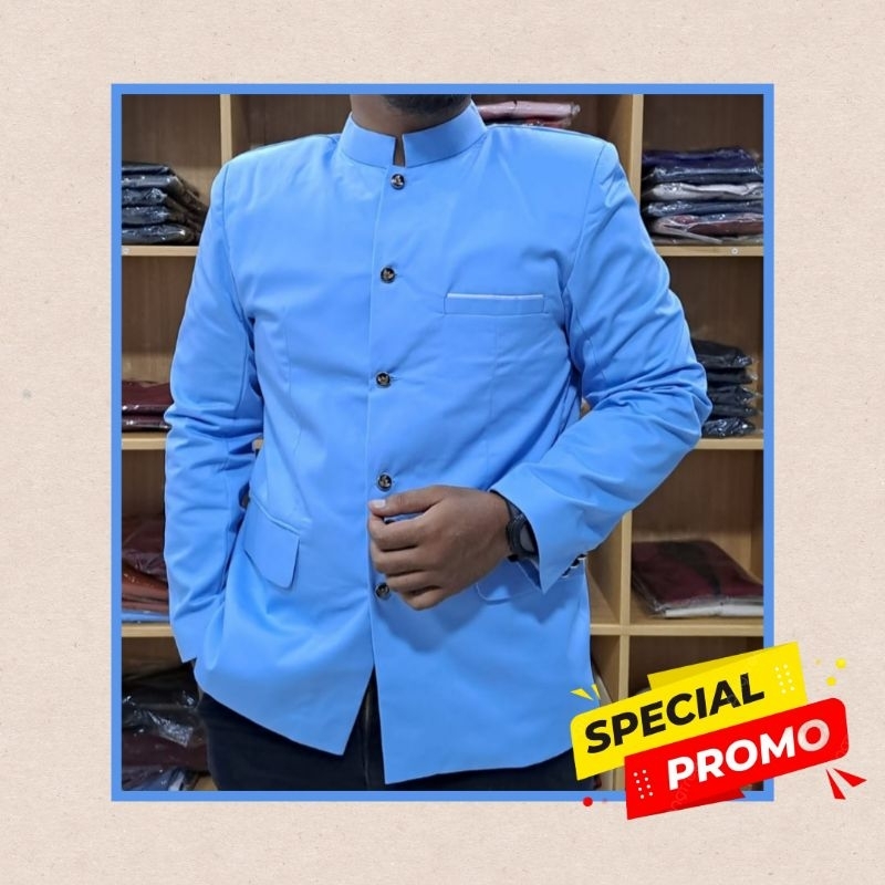 Original Jas Koko Jasko Mandarin Baby blue  / Biru Langit Terlaris