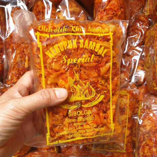 

250 Gram Kerupuk Sambal Sibolga Cap Bawang 1/4 kg Keripik Singkong Ole-ole Khas Medan