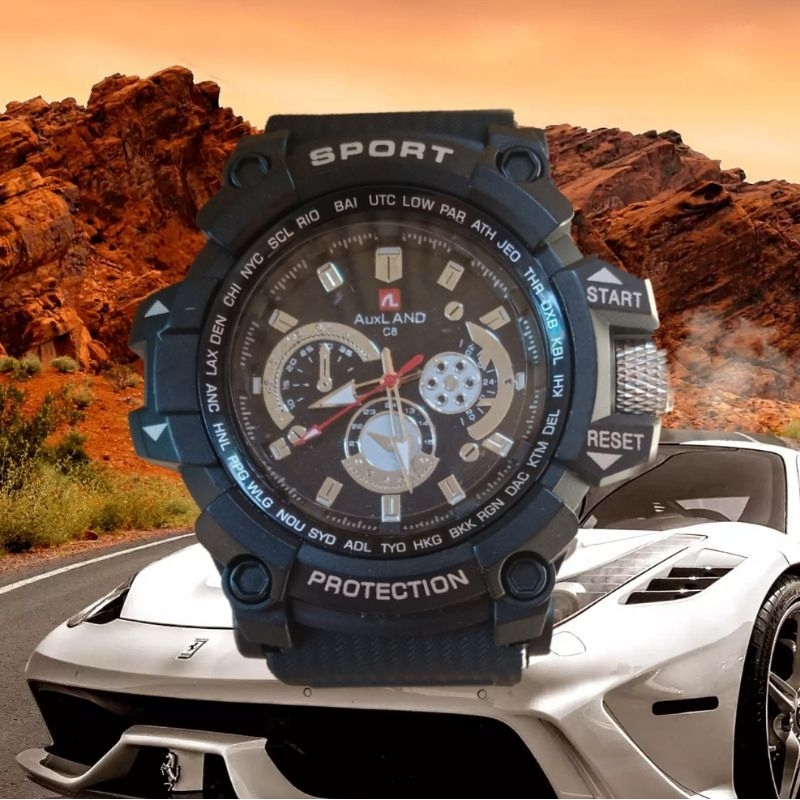 Jam Tangan Pria AuxLand Rubber Strap anti air