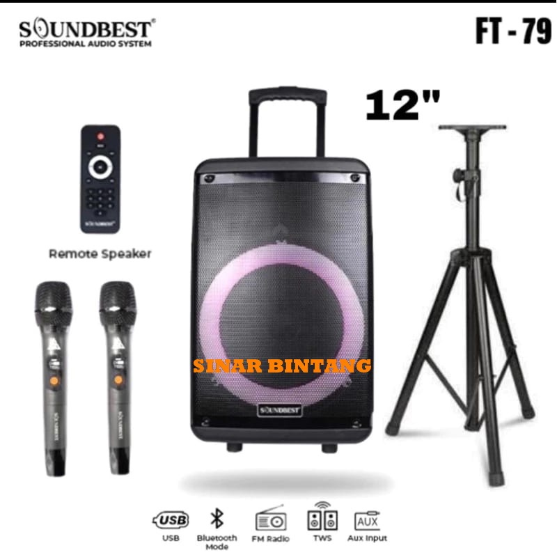 Speaker Portable Wireless Soundbest FT 79  Soundbest FT79 / FT-79 Original 12 inch Bluetooth - USB