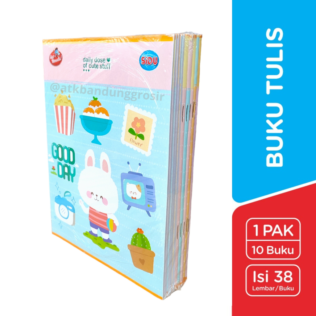 

Buku Tulis Sinar Dunia 38 Lembar (SIDU) Ukuran Qwarto Cover Random - pack (10 buku)