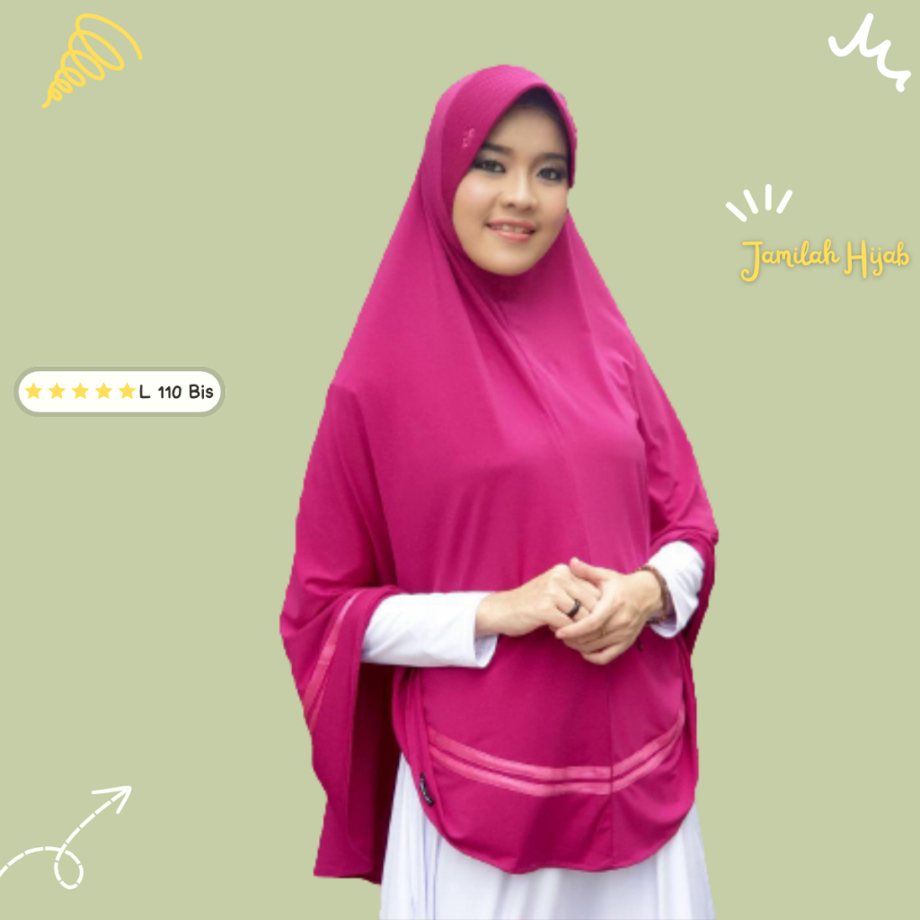 L 110 BIS JILBAB BERGO INSTAN JILBAB SYAR'I ORI JAMILAH SIZE JUMBO XL