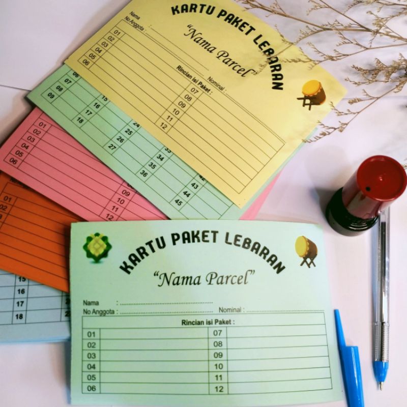 Kartu paket Lebaran Mingguan isi 12 Pcs Custom nama Parcel Free Design