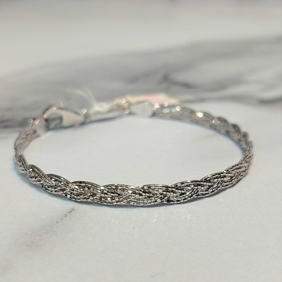 Perhiasan Wanita Gelang Kaku Emas Putih Fashion Model Kepang 5.08 Gram 17k 750