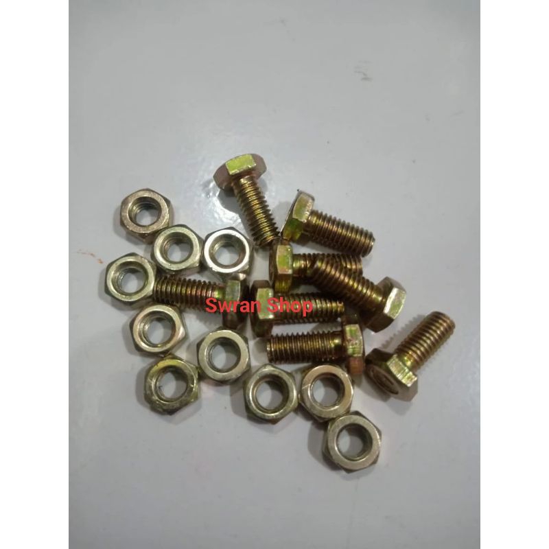 Baut Mur Kuning - Ukuran Baut 10/6mm X 15mm- 1pack isi 100pcs