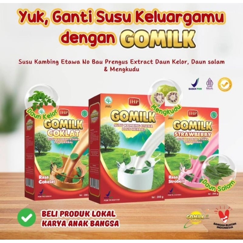 

GOMILK Susu Kambing susu sehat anak dan dewasa. rasa vanilla coklat dan strawberry