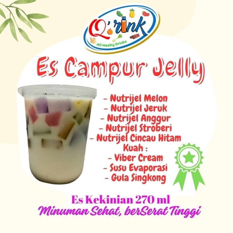 

Q'rink Es Campur Jelly-Viber Cream-Susu Evaporasi-Minuman Buka Puasa-Sehat Segar Enak Nikmat-Nutrijel Berserat Tinggi